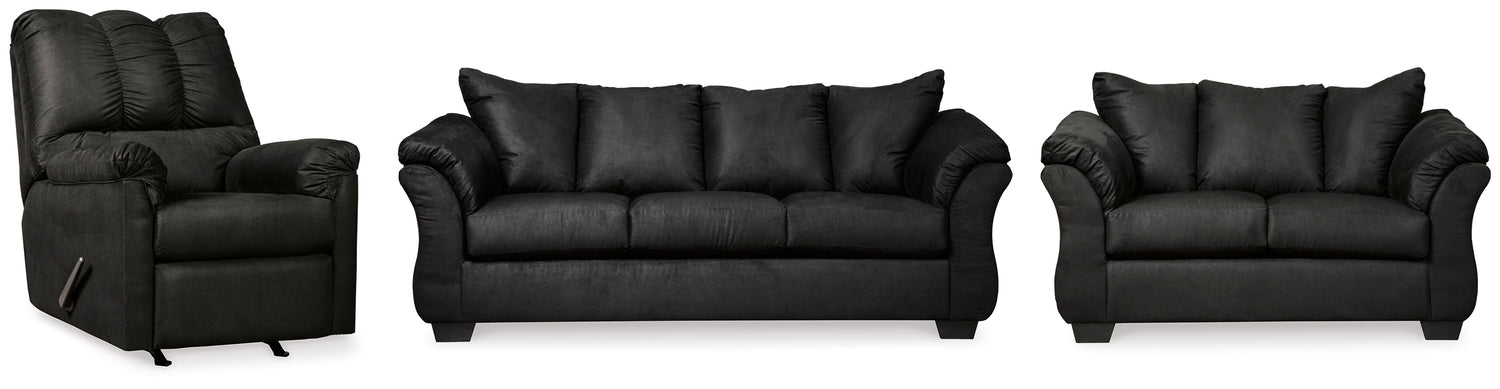 Furniture City Houma - Ashley Furniture - Darcy Sofa, Loveseat and Recliner - Sofa, Loveseat and Recliner / Black - 75008U9
