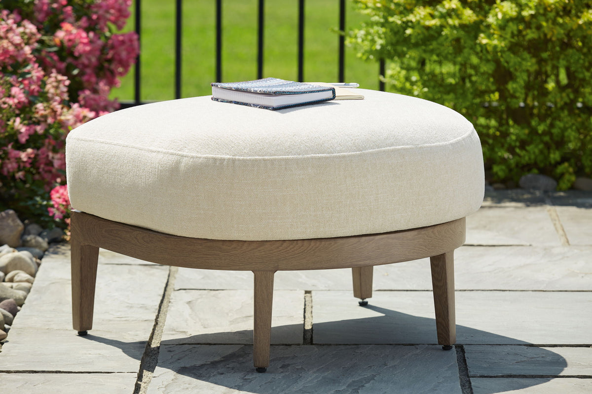 Serene Bay - Ottoman With Cushion - Dark Brown / White