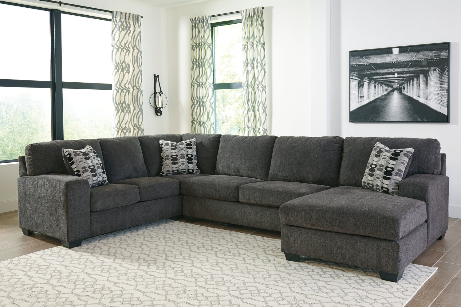 Furniture City Houma - Ashley Furniture - Ballinasloe 3-Piece Sectional with Chaise - LAF 3-Piece Sectional with Chaise / Smoke - 80703S2