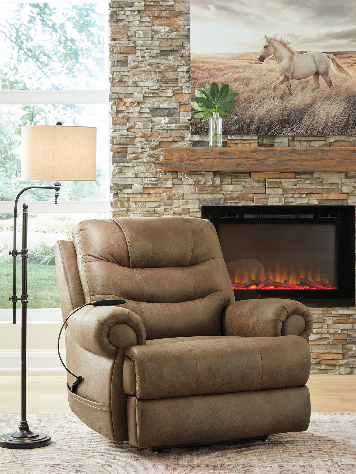 Furniture City Houma - Ashley Furniture - Revived and Restored Power Lift Recliner - Power Lift Recliner / Earth - PC8240712