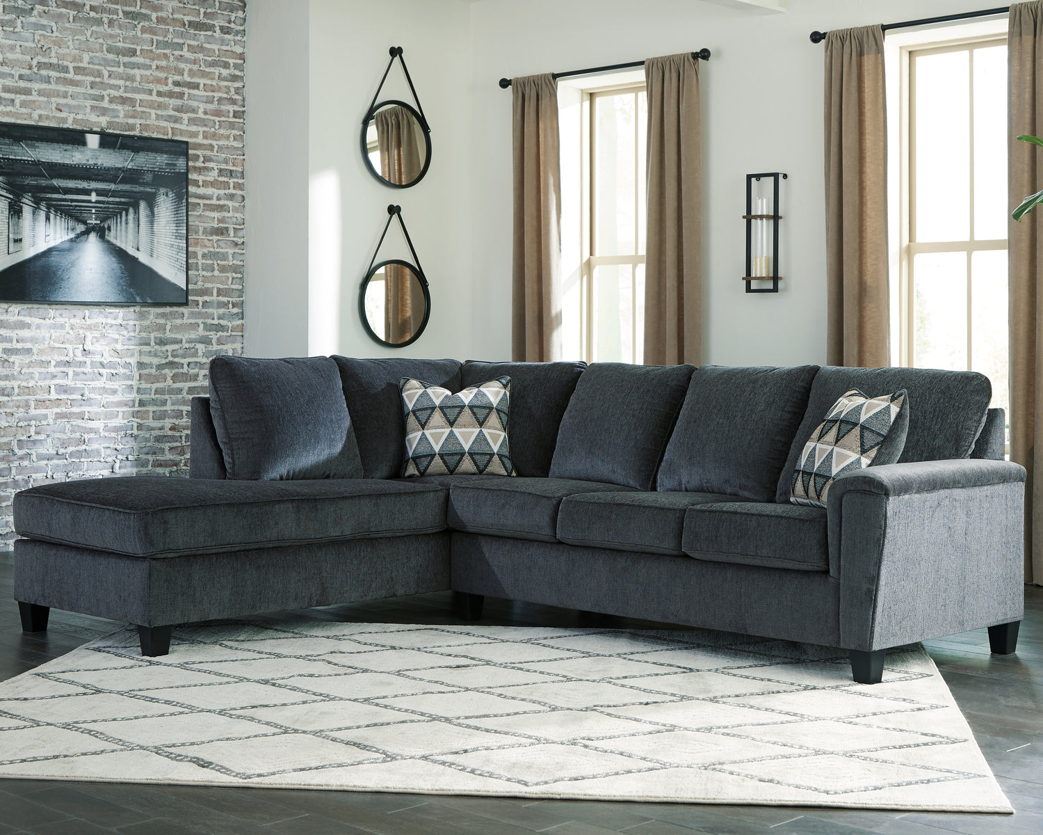 Furniture City Houma - Ashley Furniture - Abinger 2-Piece Sectional with Chaise - RAF 2-Piece Sectional with Chaise / Smoke - 83905S1