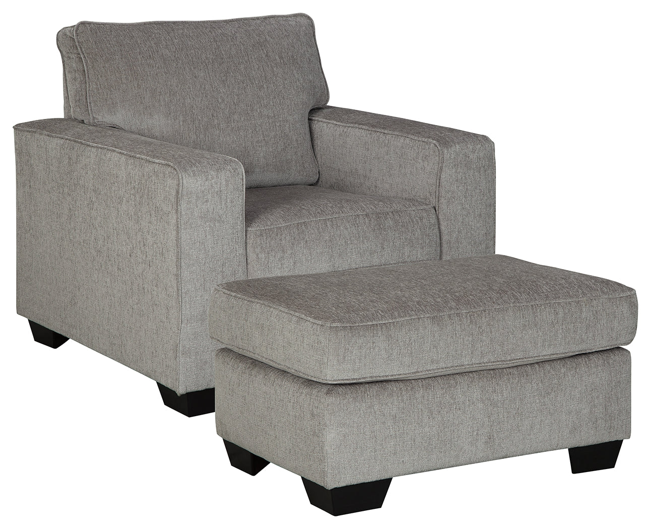 Furniture City Houma - Ashley Furniture - Altari Chair and Ottoman - Chair and Ottoman / Alloy - 87214U4