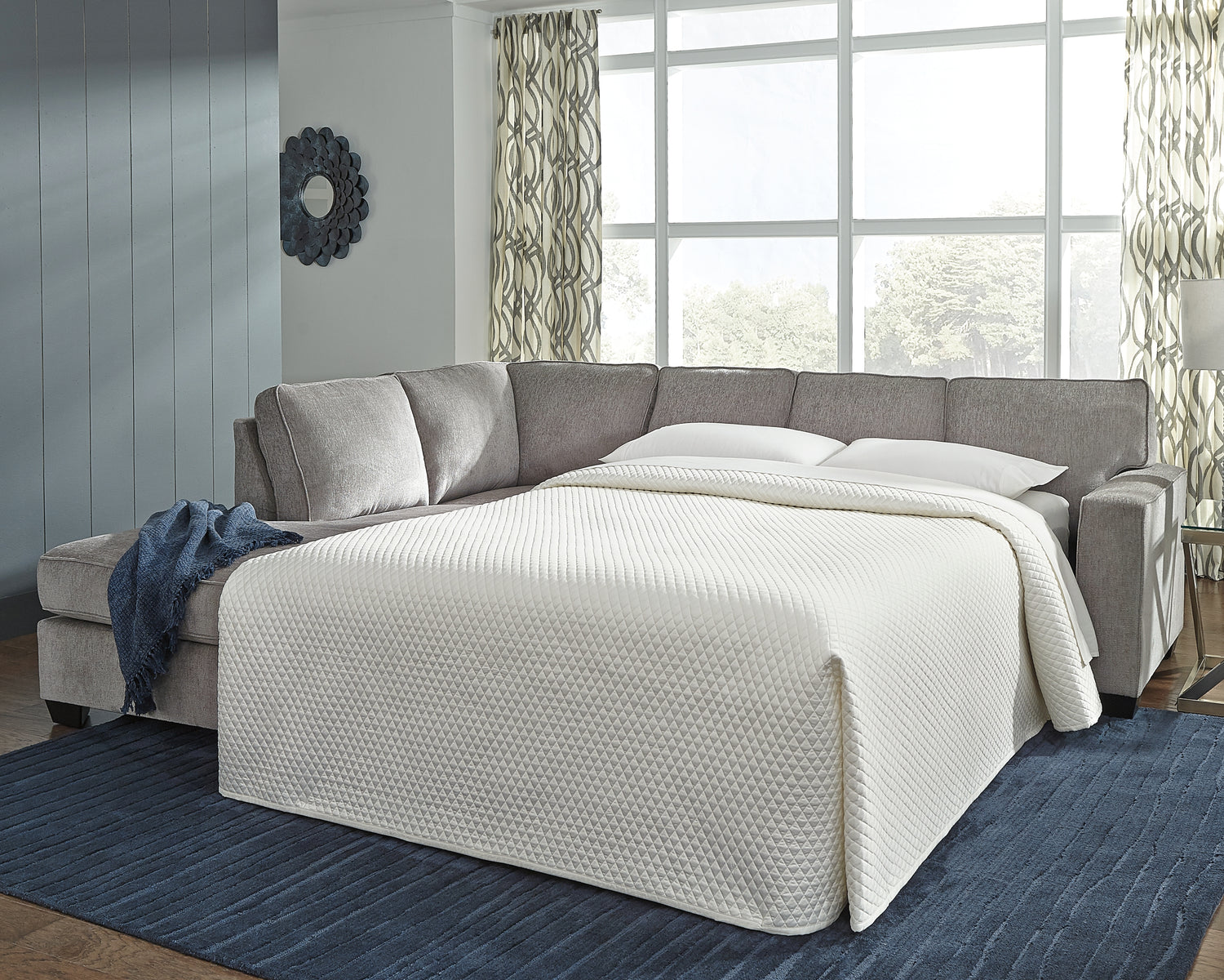 Furniture City Houma - Ashley Furniture - Altari 2-Piece Sleeper Sectional with Chaise - RAF 2-Piece Sleeper Sectional with Chaise / Alloy - 87214S4