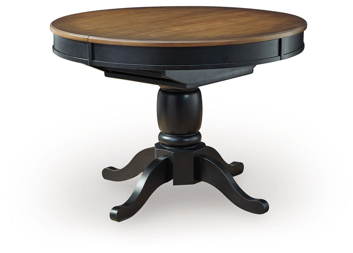 Clorazi - Oval Dining Room Butterfly Extension Table - Black / Brown