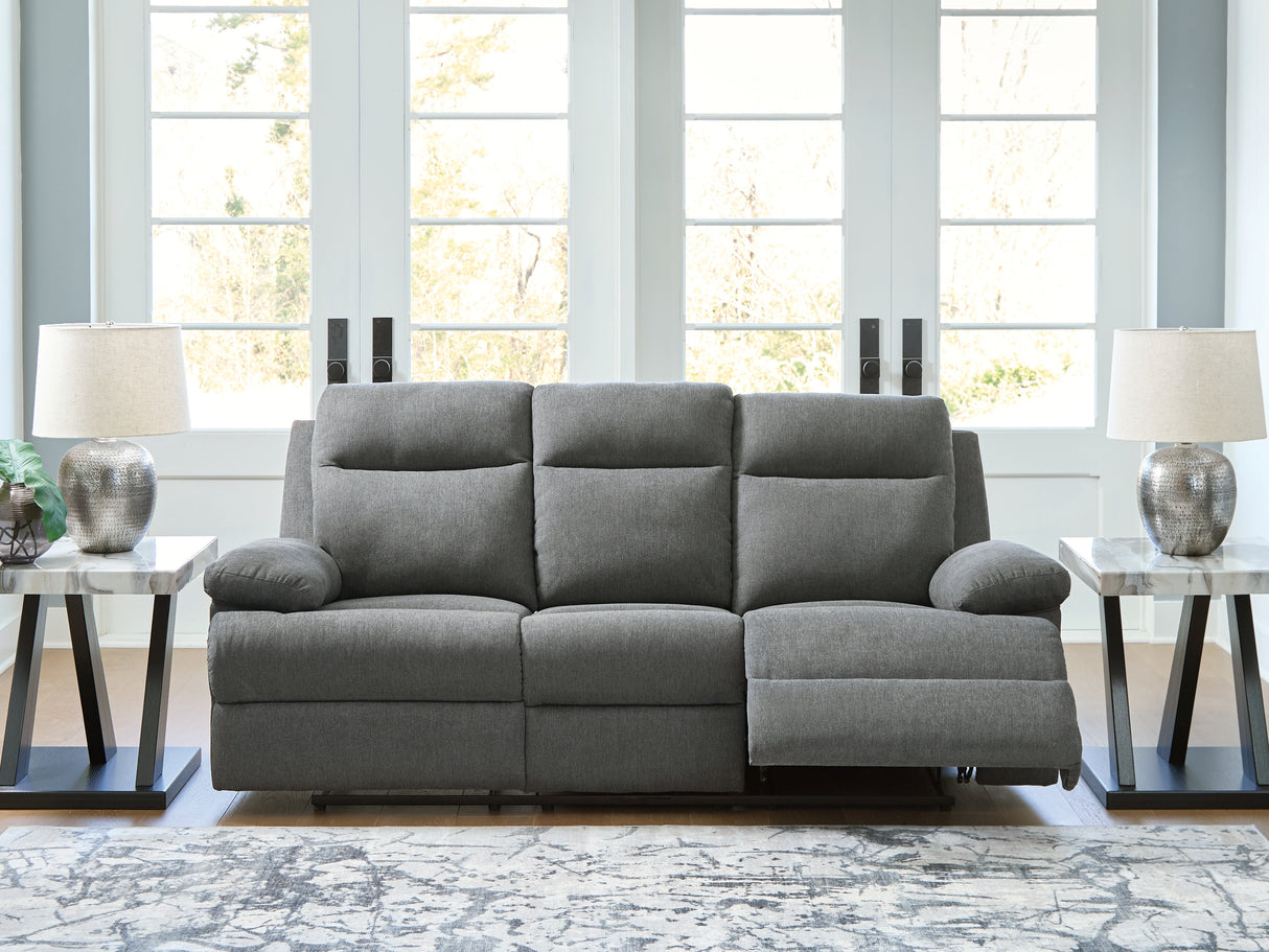 Furniture City Houma - Ashley Furniture - Side-Swipe Reclining Sofa with Drop Down Table - REC Sofa w/Drop Down Table / Charcoal - PC9140689
