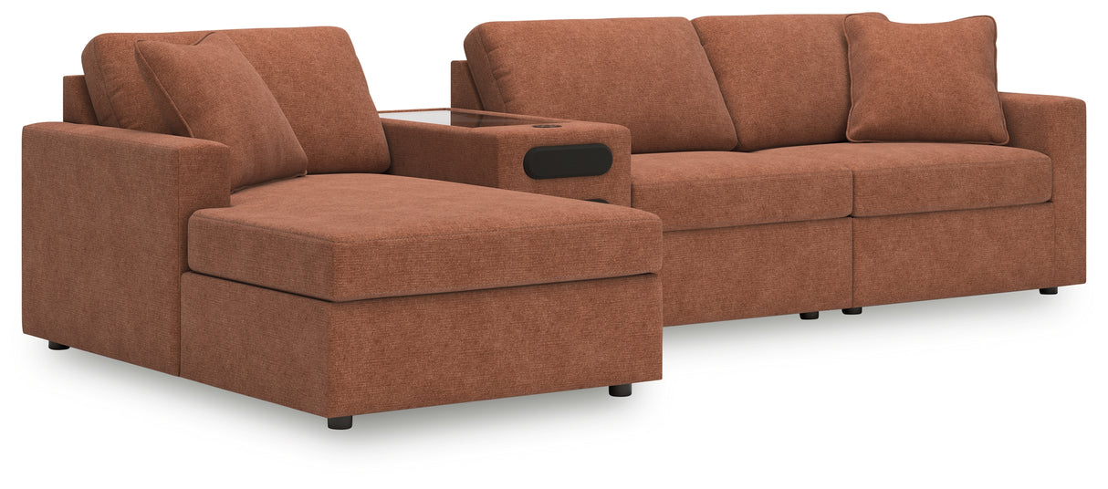 Furniture City Houma - Ashley Furniture - Modmax 4-Piece Sectional with Chaise - RAF 4-Piece Sectional with Chaise / Spice - 92102S38