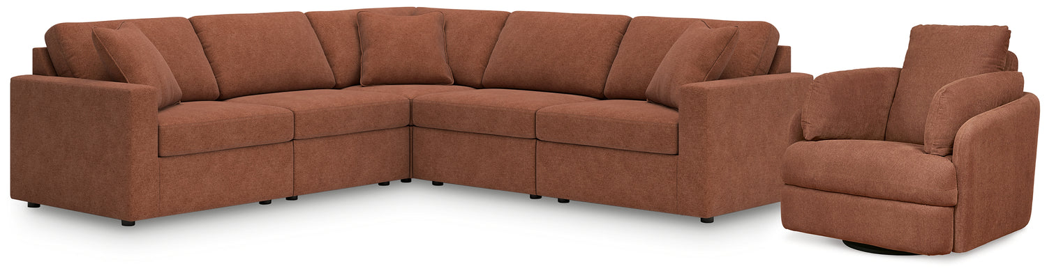 Furniture City Houma - Ashley Furniture - Modmax 5-Piece Sectional and Swivel Glider Recliner - 5-Piece Sectional and Swivel Glider Recliner / Spice - 92102U15