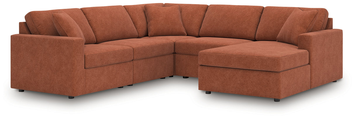 Furniture City Houma - Ashley Furniture - Modmax 5-Piece Sectional with Chaise - RAF 5-Piece Sectional with Chaise / Spice - 92102S68