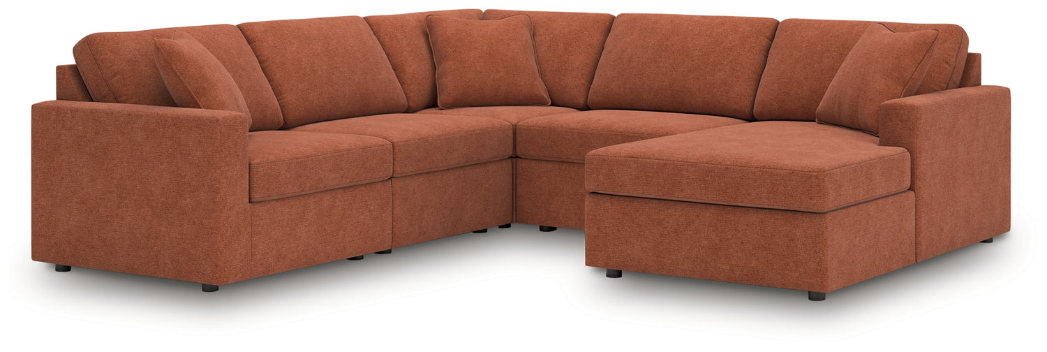 Furniture City Houma - Ashley Furniture - Modmax 5-Piece Sectional with Chaise - RAF 5-Piece Sectional with Chaise / Spice - 92102S68