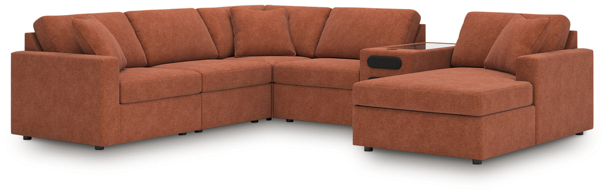 Furniture City Houma - Ashley Furniture - Modmax 6-Piece Sectional with Audio System and Chaise - RAF 6-Piece Sectional with Audio System and Chaise / Spice - 92102S51