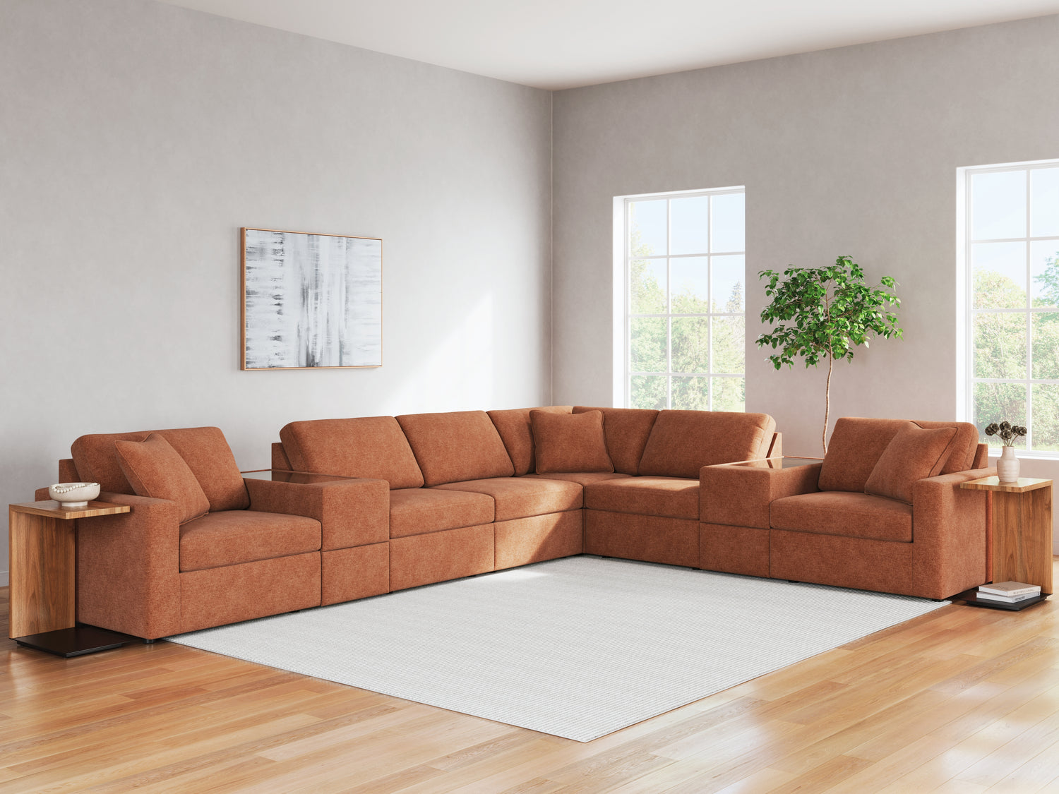 Furniture City Houma - Ashley Furniture - Modmax 8-Piece Sectional - RAF 8-Piece Sectional / Spice - 92102S11