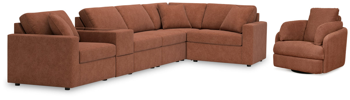 Furniture City Houma - Ashley Furniture - Modmax 6-Piece Sectional and Swivel Glider Recliner - 6-Piece Sectional and Swivel Glider Recliner / Spice - 92102U17