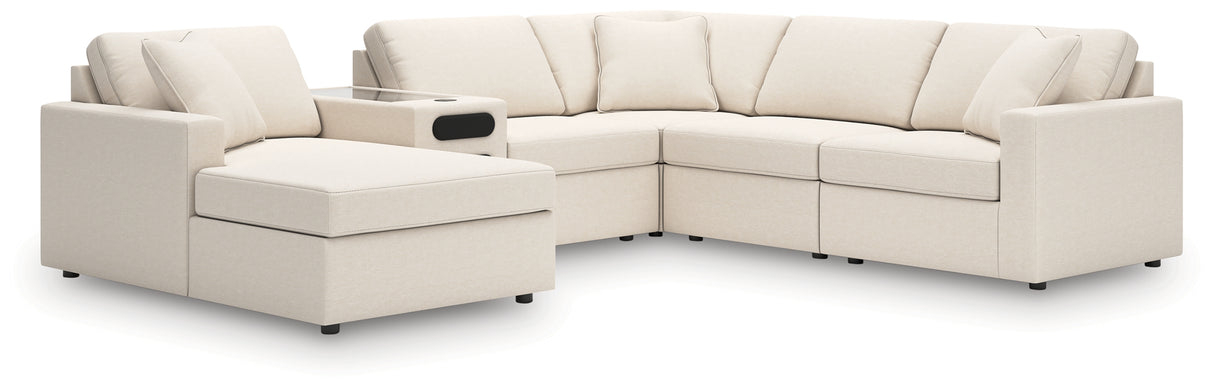 Furniture City Houma - Ashley Furniture - Modmax 6-Piece Sectional with Audio System and Chaise - RAF 6-Piece Sectional with Audio System and Chaise / Oyster - 92103S50