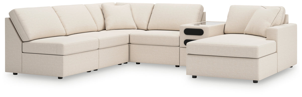 Furniture City Houma - Ashley Furniture - Modmax 6-Piece Sectional with Chaise - 6-Piece Sectional with Chaise and Audio Console / Oyster - 92103S25
