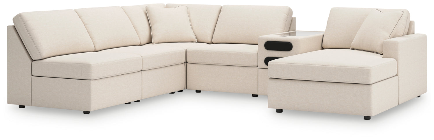 Furniture City Houma - Ashley Furniture - Modmax 6-Piece Sectional with Chaise - 6-Piece Sectional with Chaise and Audio Console / Oyster - 92103S25