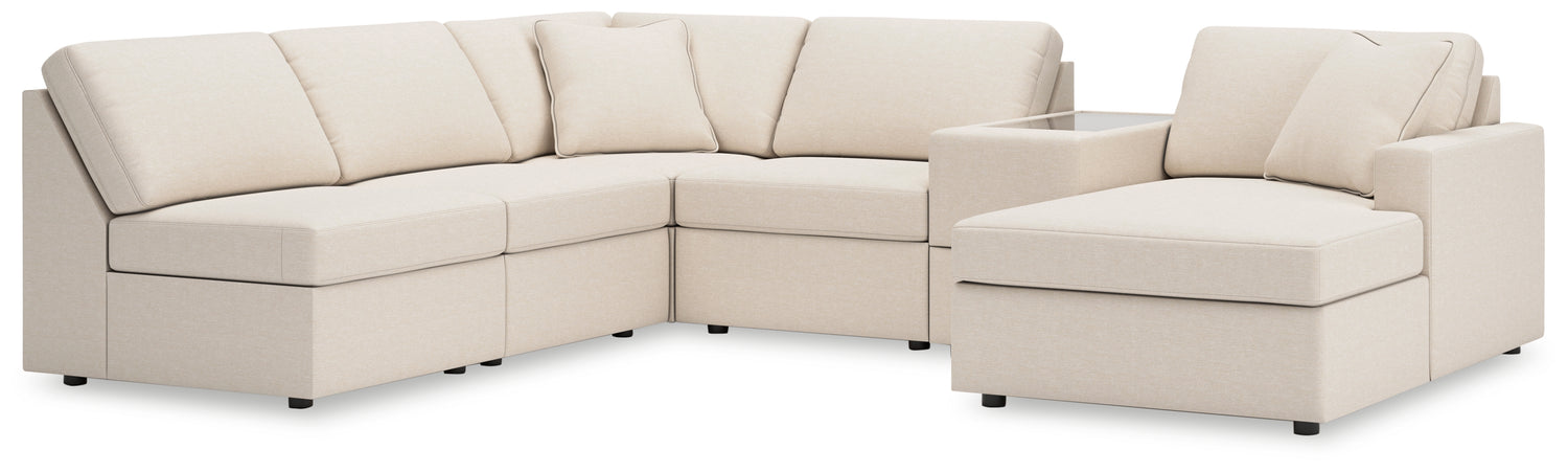 Furniture City Houma - Ashley Furniture - Modmax 6-Piece Sectional with Chaise - 6-Piece Sectional with Chaise and Storage Console / Oyster - 92103S22
