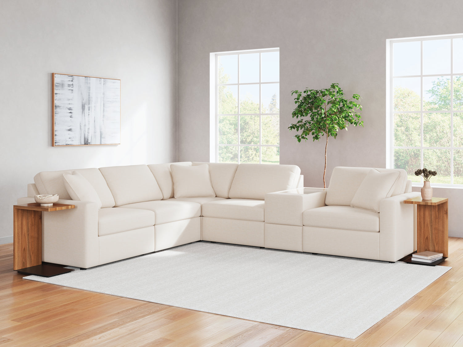 Furniture City Houma - Ashley Furniture - Modmax 6-Piece Sectional - RAF 6-Piece Sectional / Oyster - 92103S7