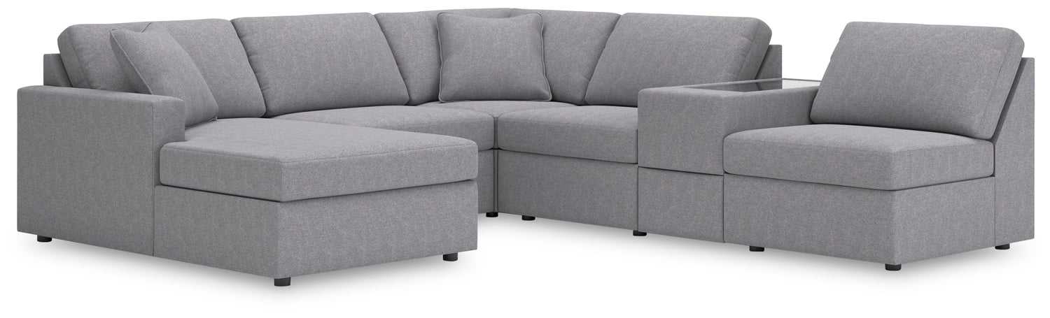 Furniture City Houma - Ashley Furniture - Modmax 6-Piece Sectional with Chaise - RAF 6-Piece Sectional with Chaise / Granite - 92104S21