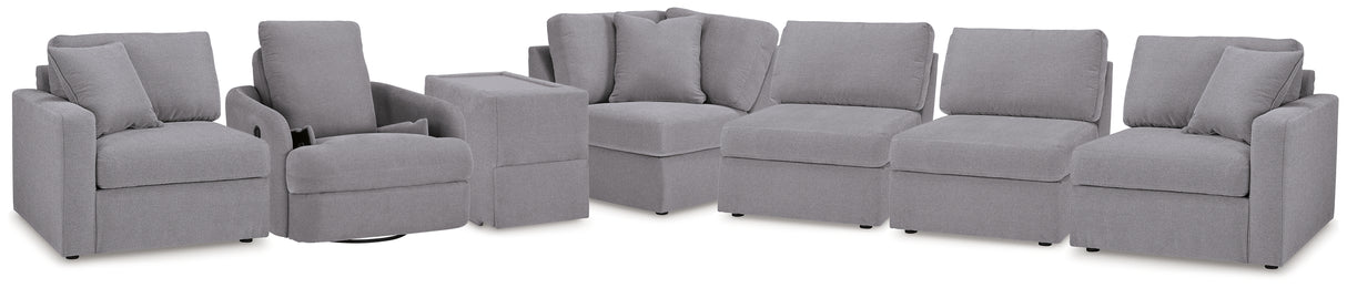 Furniture City Houma - Ashley Furniture - Modmax 6-Piece Sectional and Swivel Glider Recliner - 6-Piece Sectional and Swivel Glider Recliner / Granite - 92104U17