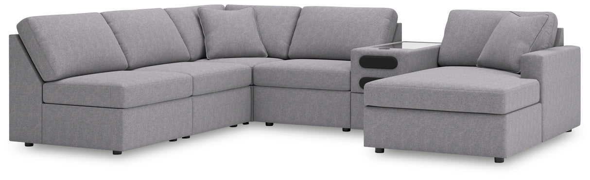 Furniture City Houma - Ashley Furniture - Modmax 6-Piece Sectional with Chaise - 6-Piece Sectional with Chaise and Audio Console / Granite - 92104S25