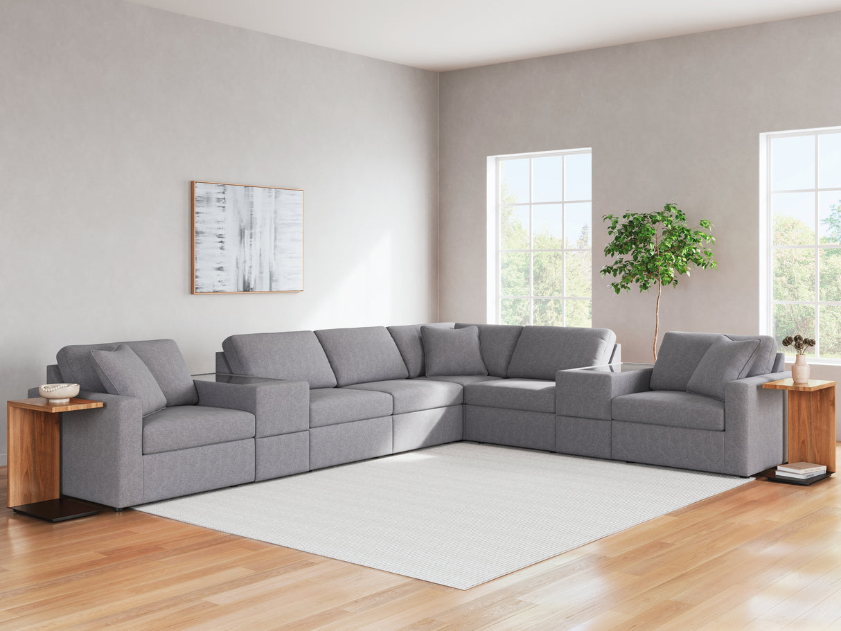 Furniture City Houma - Ashley Furniture - Modmax 8-Piece Sectional - RAF 8-Piece Sectional / Granite - 92104S11