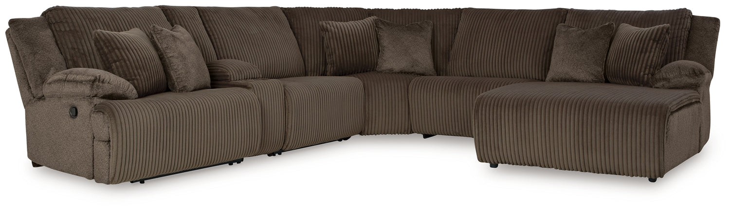 Furniture City Houma - Ashley Furniture - Top Tier 6-Piece Reclining Sectional with Chaise - 6-Piece Reclining Sectional with Chaise / Chocolate - 92705S1