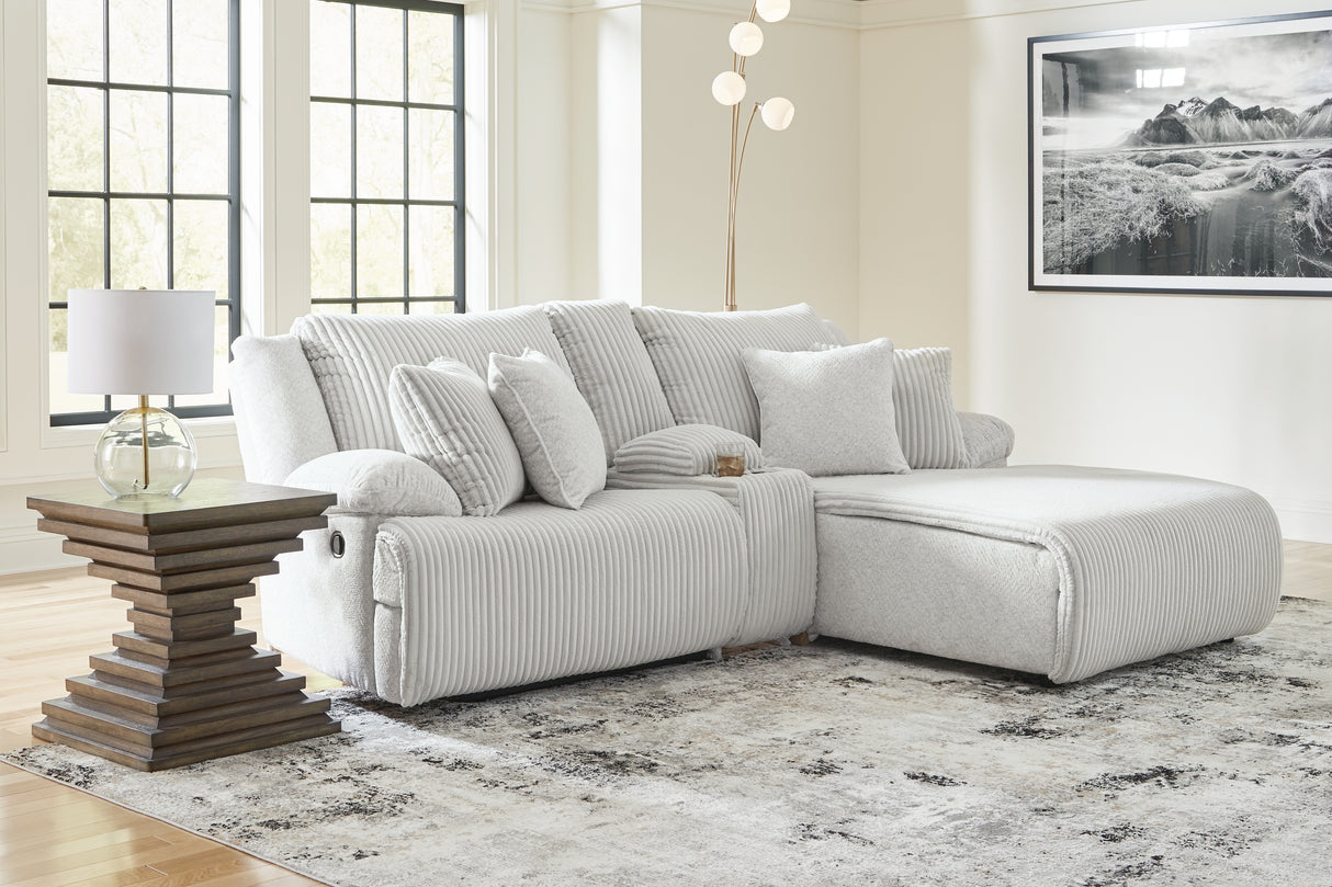 Furniture City Houma - Ashley Furniture - Top Tier 3-Piece Reclining Sectional Sofa with Chaise - 3-Piece Reclining Sectional Sofa with Chaise / Alloy - 92706S4