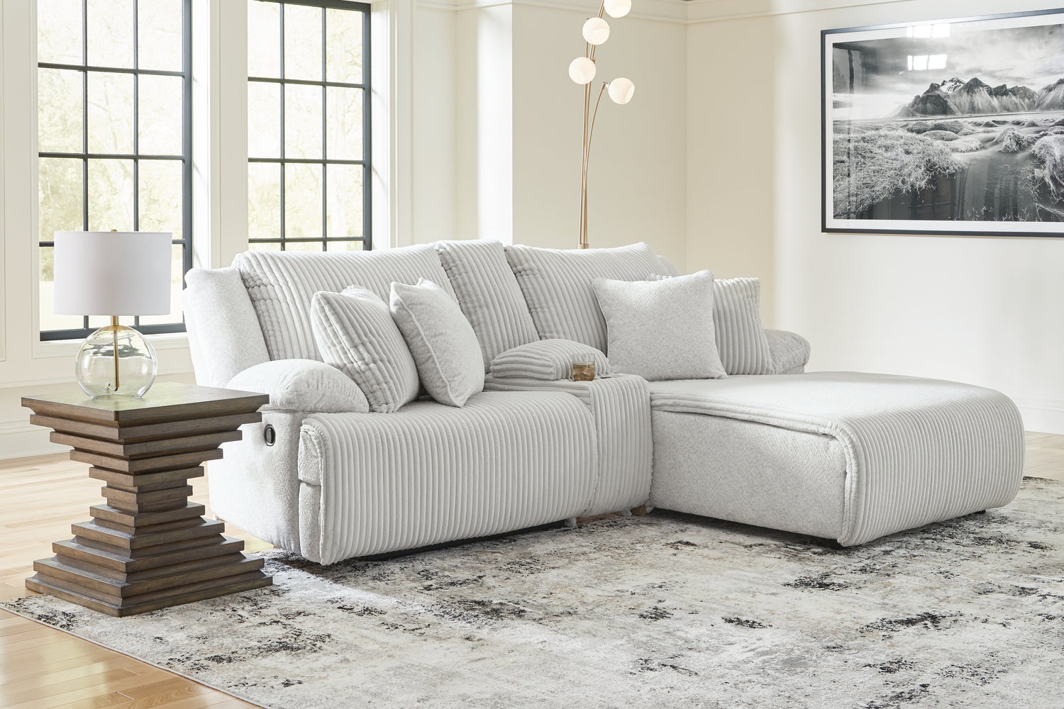 Furniture City Houma - Ashley Furniture - Top Tier 3-Piece Reclining Sectional Sofa with Chaise - 3-Piece Reclining Sectional Sofa with Chaise / Alloy - 92706S4