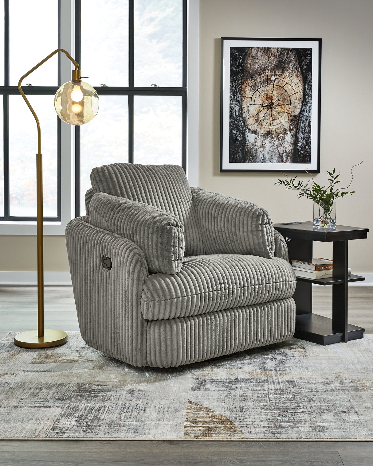 Furniture City Houma - Ashley Furniture - Tie-Breaker Swivel Glider Recliner - Swivel Glider Recliner / Fog - 9490361