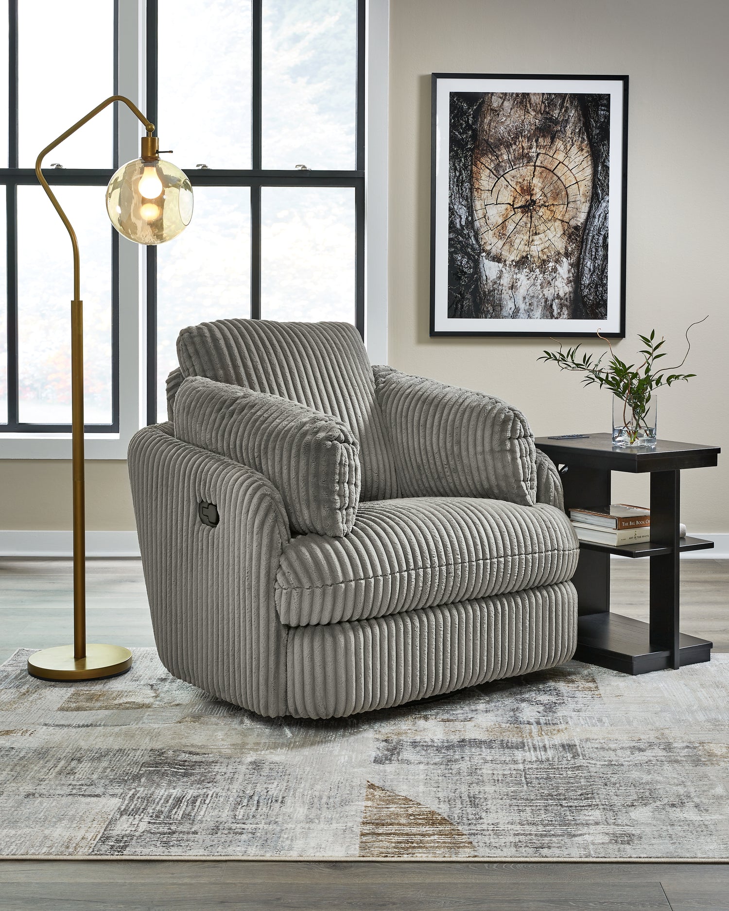Furniture City Houma - Ashley Furniture - Tie-Breaker Swivel Glider Recliner - Swivel Glider Recliner / Fog - 9490361