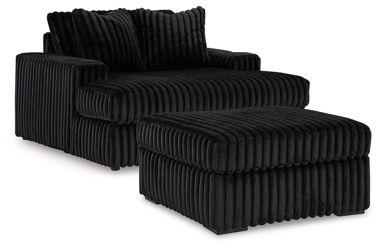 Midnight-Madness Oversized Chaise and Oversized Accent Ottoman