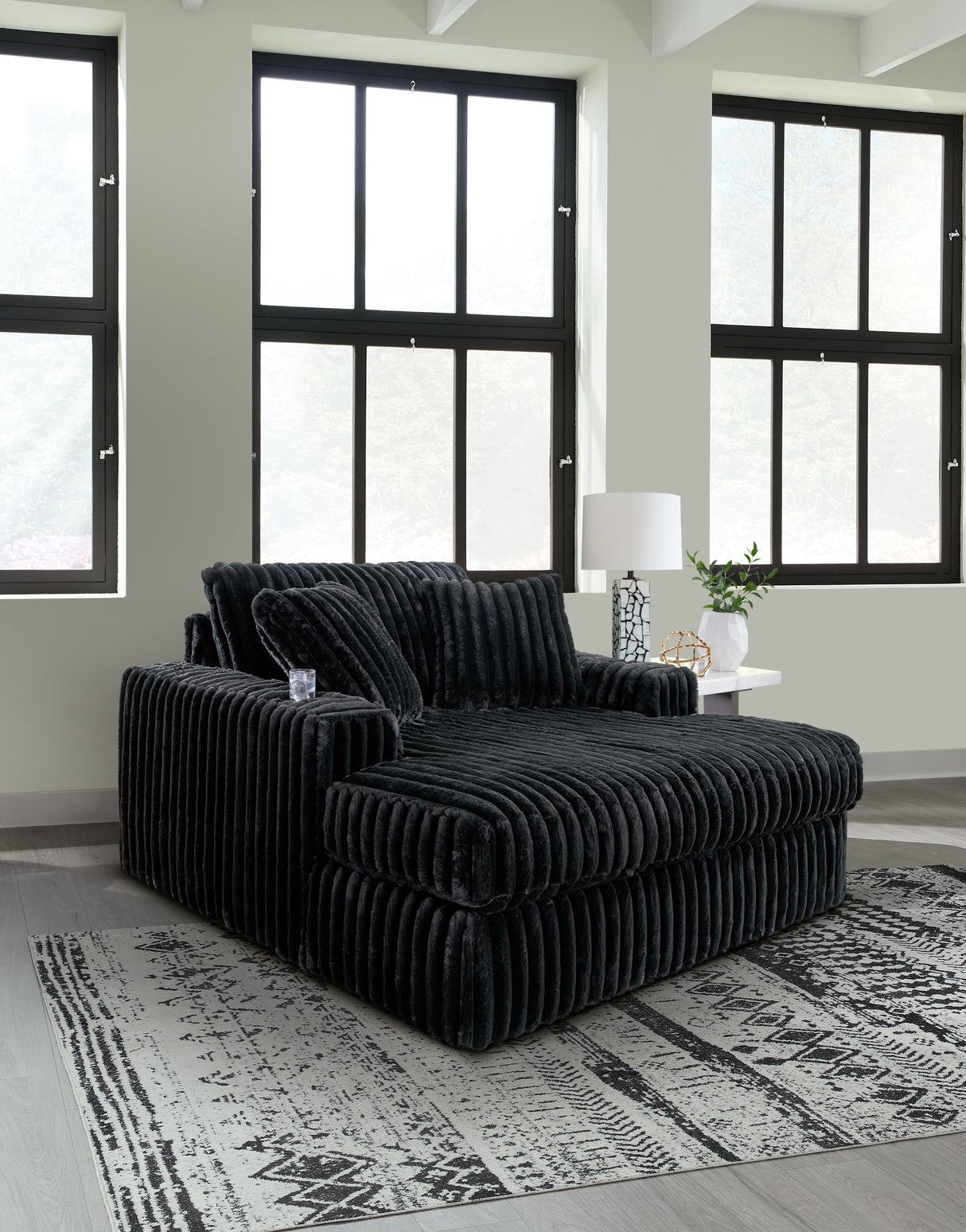 Midnight-Madness 4-Piece Sectional and Oversized Chaise