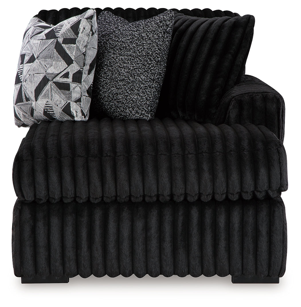 Midnight-Madness 2-Piece Sectional and Oversized Accent Ottoman