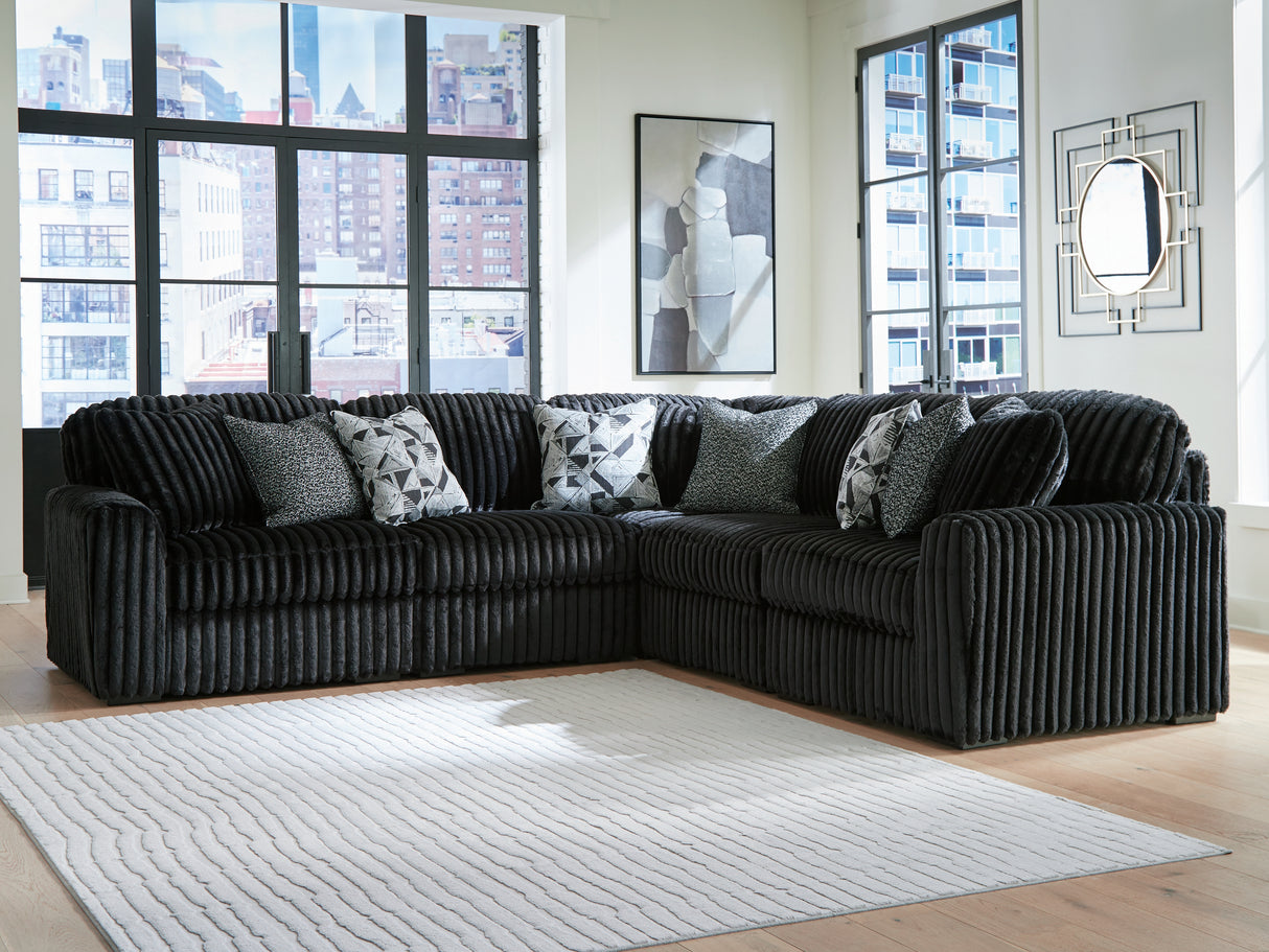 Furniture City Houma - Ashley Furniture - Midnight-Madness 5-Piece Sectional - RAF 5-Piece Sectional / Onyx - 98103S26