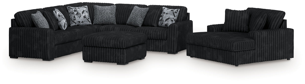 Furniture City Houma - Ashley Furniture - Midnight-Madness 3-Piece Sectional, Chaise and Oversized Accent Ottoman - 3-Piece Sectional, Chaise and Oversized Accent Ottoman - 98103U1