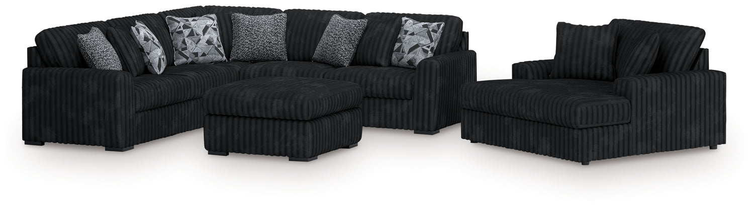 Furniture City Houma - Ashley Furniture - Midnight-Madness 3-Piece Sectional, Chaise and Oversized Accent Ottoman - 3-Piece Sectional, Chaise and Oversized Accent Ottoman - 98103U1