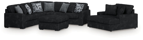 Furniture City Houma - Ashley Furniture - Midnight-Madness 3-Piece Sectional, Chaise and Oversized Accent Ottoman - 3-Piece Sectional, Chaise and Oversized Accent Ottoman - 98103U1