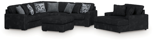 Furniture City Houma - Ashley Furniture - Midnight-Madness 3-Piece Sectional, Chaise and Oversized Accent Ottoman - 3-Piece Sectional, Chaise and Oversized Accent Ottoman - 98103U1