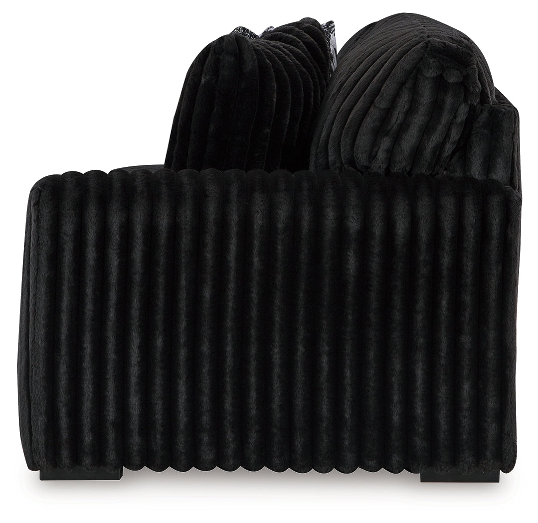 Midnight-Madness 3-Piece Sectional, Chaise and Oversized Accent Ottoman