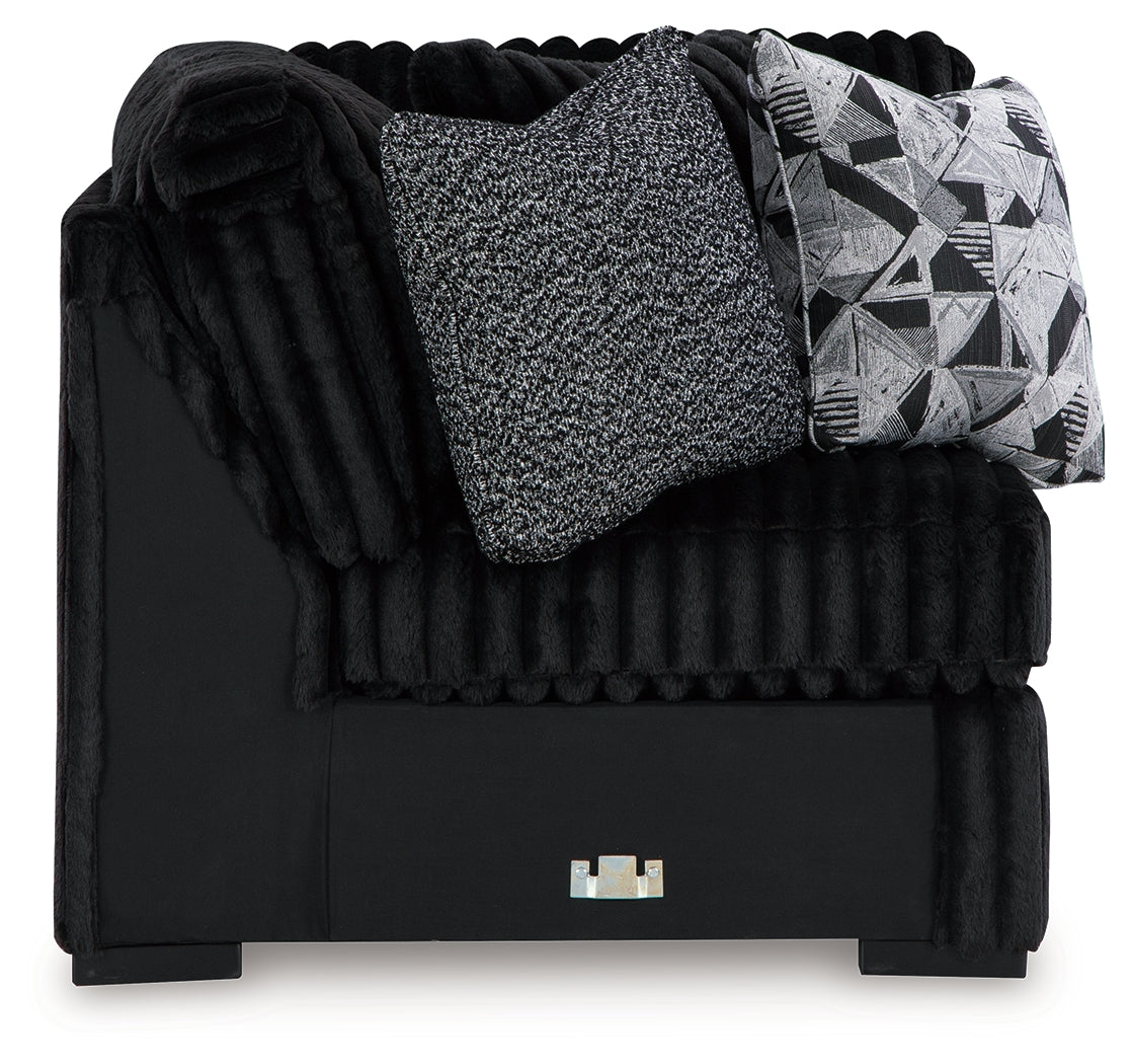 Midnight-Madness 4-Piece Sectional and Oversized Accent Ottoman