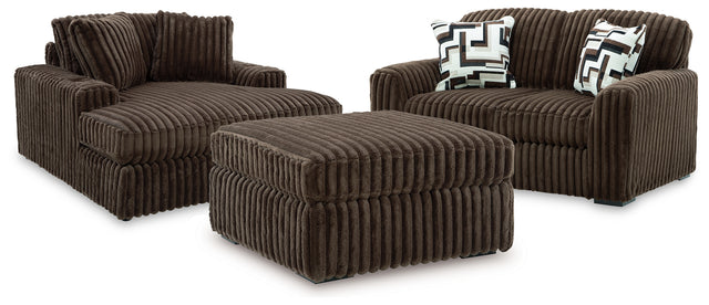 Furniture City Houma - Ashley Furniture - Midnight-Madness Loveseat, Oversized Chaise and Ottoman - Loveseat, Oversized Chaise and Ottoman - 98104U3