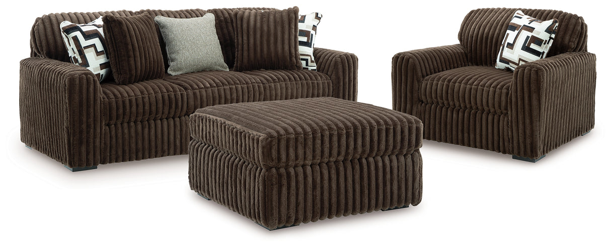 Furniture City Houma - Ashley Furniture - Midnight-Madness Sofa, Oversized Chair and Accent Ottoman - Sofa, Oversized Chair and Accent Ottoman - 98104U4