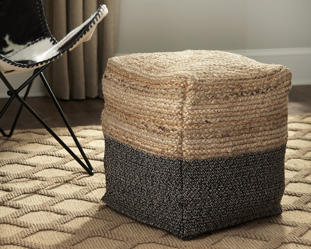 Furniture City Houma - Ashley Furniture - Sweed Valley Pouf - Pouf / Natural/Black - A1000422