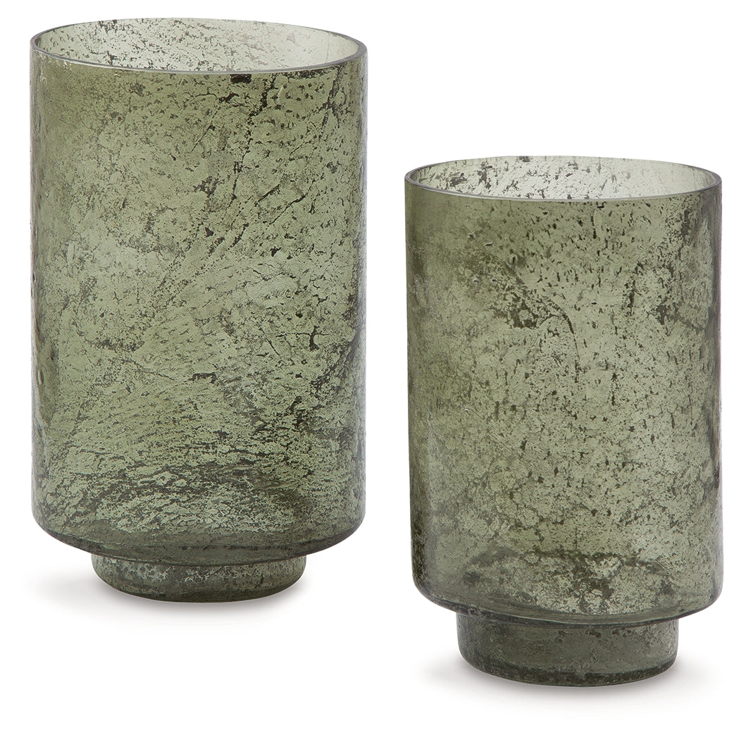 Furniture City Houma - Ashley Furniture - Clarkton Candle Holder Set (Set of 2) - Candle Holder Set (Set of 2) / Green - A2000623
