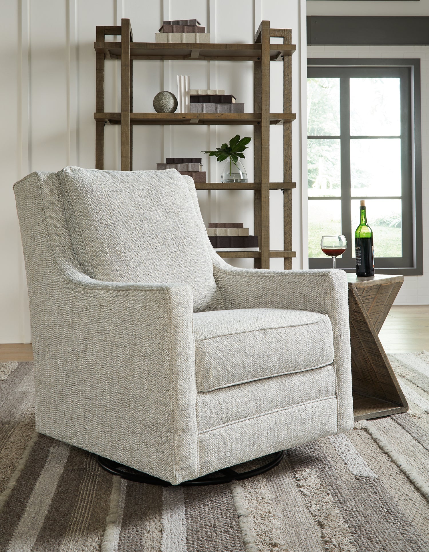 Furniture City Houma - Ashley Furniture - Kambria Swivel Glider Accent Chair - Swivel Glider Accent Chair / Fog - A3000265