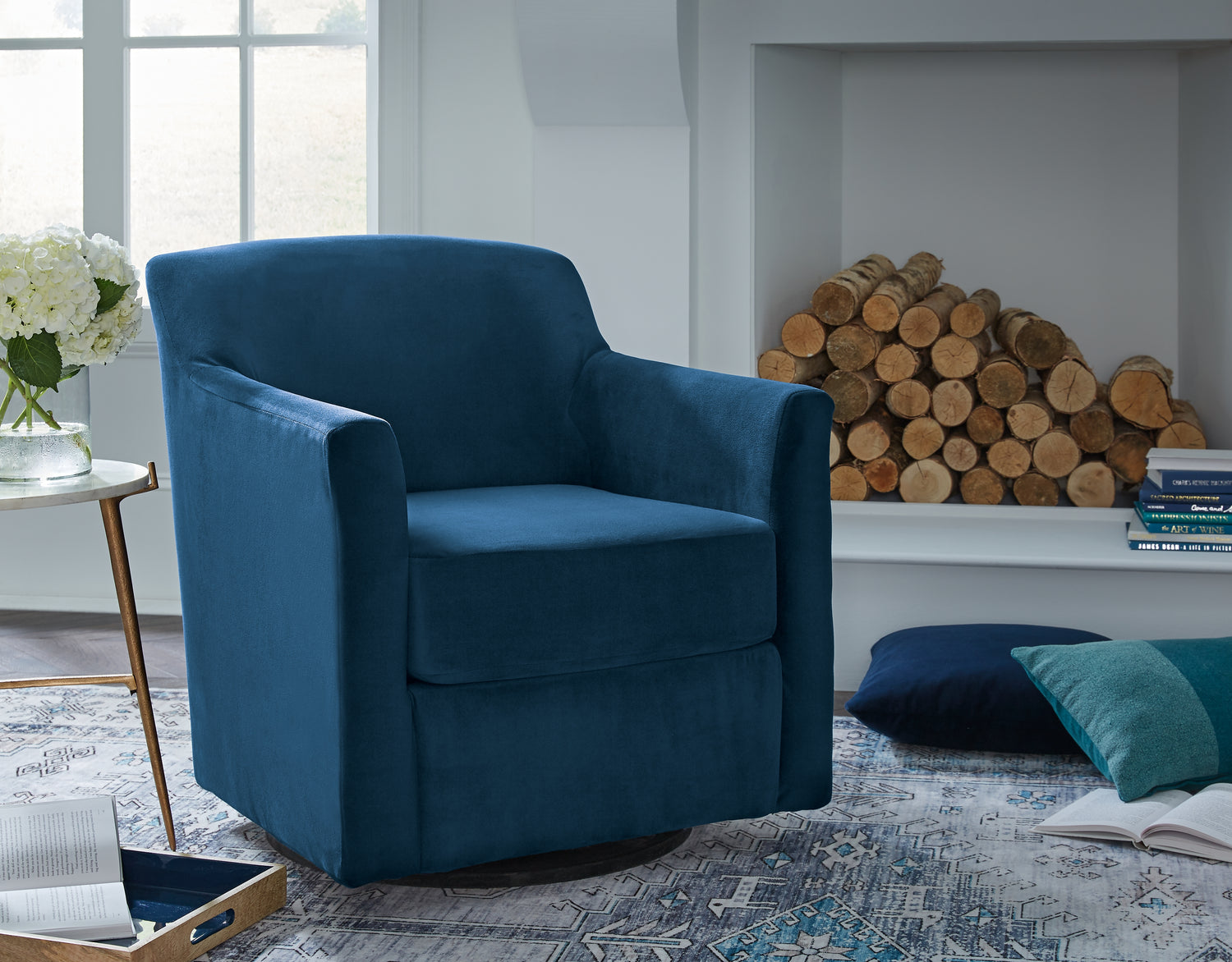 Furniture City Houma - Ashley Furniture - Bradney Swivel Accent Chair - Swivel Accent Chair / Ink - A3000602