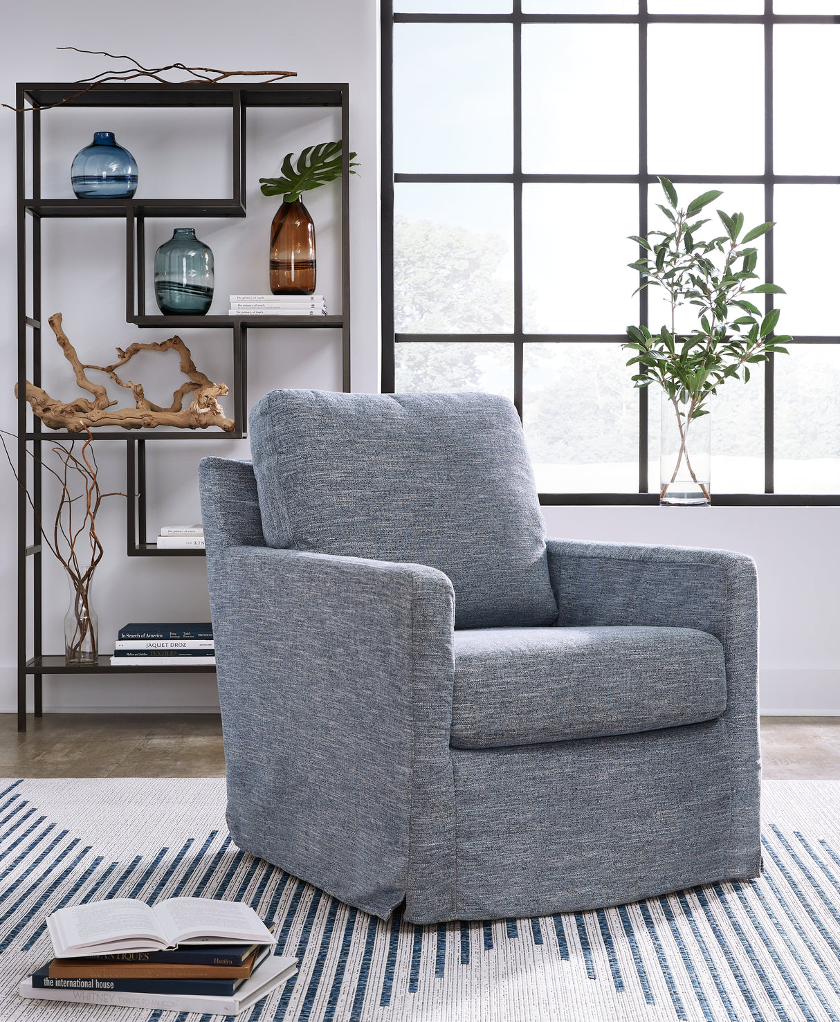 Furniture City Houma - Ashley Furniture - Nenana Next-Gen Nuvella Swivel Glider Accent Chair - Swivel Glider Accent Chair / Denim - A3000646
