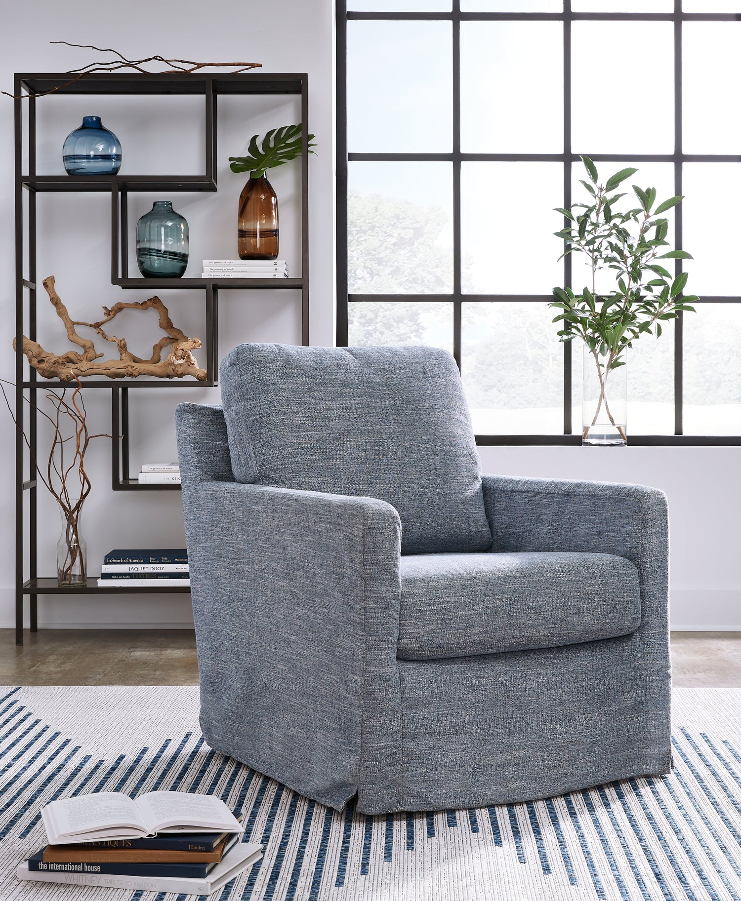 Furniture City Houma - Ashley Furniture - Nenana Next-Gen Nuvella Swivel Glider Accent Chair - Swivel Glider Accent Chair / Denim - A3000646