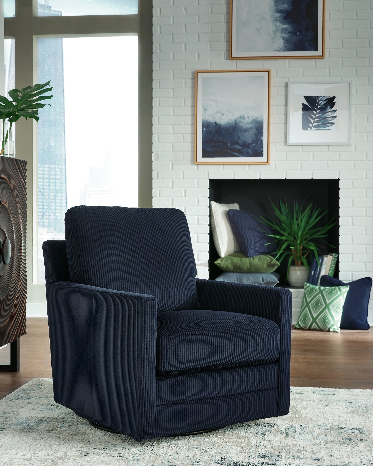 Furniture City Houma - Ashley Furniture - Icaman Swivel Accent Chair - Swivel Accent Chair / Navy - A3000727