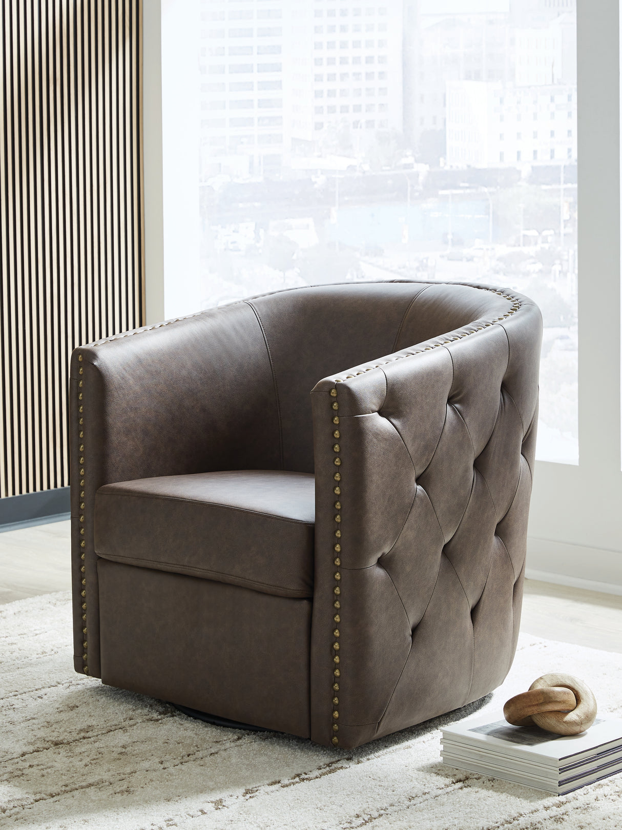 Furniture City Houma - Ashley Furniture - Brentlow Swivel Accent Chair - Swivel Accent Chair / Granite - A3000741